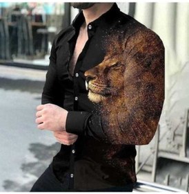 Resim Yingfu Erkek Aslan Gömlek Uzun Kollu, Ten Rengi, Moda Tasarım Gömlek Ten Rengi 