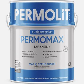 Resim Permolit 15 lt Permomax A.Bakteriyel Mat Beyaz İç Cephe Boyası 