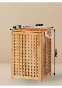 Resim Bambu Çamaşır Sepeti - Kirli Sepeti 45x45x62 Cm Kahverengi 
