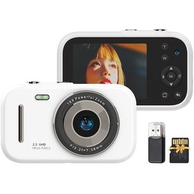 Resim Springsun Beyaz Dijital Fotoğraf Makinesi 48mp Çift Kameralı 1080p Video 16x Zoom 2.8" Ips Ekran Oyun/müzik 32gb Kart Ve Okuyucu Dahil 
