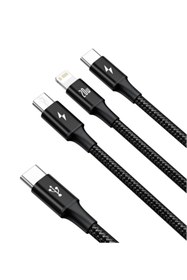 Resim Baseus Rapid Serisi Usb-c Kablo 3in1 Mikro Usb/lightning/usb-c 20w 1,5m Şarj Kablosu Siyah 