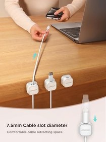 Resim 6'lı Paket Manyetik Kablo Klipsi [Kablo Pürüzsüz Ayarlanabilir] Kordon Tutucu, Masa Altı Kablo Yönetimi, JOYROOM Yapışkanlı Tel Tutucu Kaleci Düzenleyici Ev Ofis Masası Telefon Araba Duvarı Masaüstü 