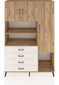 Resim Hyperion Dolap 8 Raflı 4 Çekmeceli 3 Kapaklı 132x44x195 Çam-ç... Çam 