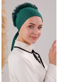 Resim Melodi Scarf Tesettür Fırfırlı Bone Zümrüt Yeşili Zümrüt Yeşili 