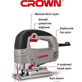 Resim Crown Metal Şanzımanlı Dekupaj Testere - 710 W CT15189 - Bakır Sargılı 