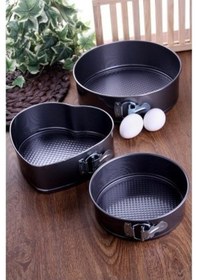 Resim Loveq 3'Lü Kelepçeli Yapışmaz Kek Kalıbı Yuvarlak 