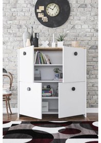 Resim 4 Kapaklı 4 Raflı Dekoratif Kiler, Mutfak, Banyo Dolabı 