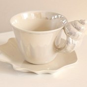 Resim 1 set orijinal tasarım donuk seramik deniz kabuğu şekilli fincan ve tabak, ev dekorasyonu için uygun, kahve fincanı, kahvaltı süt ekmek tabağı, öğle çay pastası hediyesi 