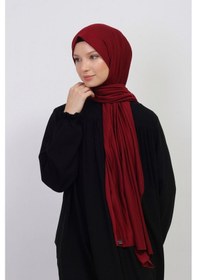 Resim Manolyaşal İslamic Hijab Tesettür Penye Şal - 70 X 180 / Bordo Bordo 