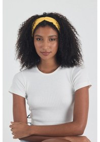 Resim Kadın Pamuklu Penye, Kaymaz, Yumuşak, Esnek, Stilinle Öndesin Saç Bandı Bandana - Tek Ebat / Sarı Sarı 