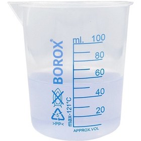Resim Borox Plastik Beher 100 ML Ölçü Kabı Mavi Skala 