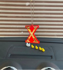 Resim 3dbaydesign X Dikiz Ayna Süsü (Kırmızı -Gold) 