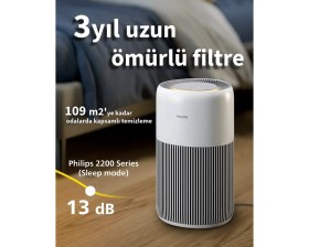 Resim Philips 109 M2 Büyük Oda ve Evler Için Performanslı Akıllı Telefon Kontrollü Hava Temizleyici Gece Lambası Özellikli ve Düşük Enerji Tüketimli Alerjen ve Koku Giderici Hava Düzenleyici 