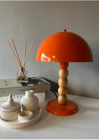 Resim Bamyum Turuncu Mantar Masa Lambası Dekoratif Abajur Çocuk Odası Başucu Lambası Okuma Lambası 