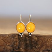 Resim Vintage Boho Tarzı Yuvarlak Keçiboynuzu Alaşım Damla & Sallanan Küpeler, Demir Kulak İğnesi, Tüysüz, Günlük Giyim & Hediye için 