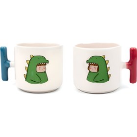 Resim GünayStore Duble Türk Kahvesi Fincanı & Espresso Sevgililer Gününe Özel T Kulp 200 Ml 