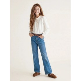 Resim LC Waikiki Lcw Kids Indigo Ispanyol Paça Kız Çocuk Jean Pantolon 