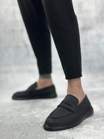 Resim BA0355 Bağcıksız Keten Siyah Taban Klasik Corcik Erkek Ayakkabı 