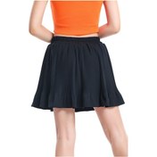 Resim Kadın Pileli Içi Astarlı Beli Lastikli Şortlu Etek Siyah 