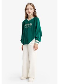 Resim Defacto Kız Çocuk Oversize Geniş Kalıp V Yaka Baskılı Okul Sweatshirt F7583a825augn651 Yeşil 