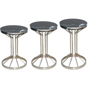 Resim Brc Bufalo Zigon Model Siyah Mermer Temper Cam Metal Çelik Gümüş Renk Kaplama Ayak El Yapım 