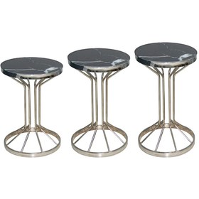 Resim Brc Bufalo Zigon Model Siyah Mermer Temper Cam Metal Çelik Gümüş Renk Kaplama Ayak El Yapım 