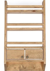 Resim Mashotrend Dekoratif Koyu Masif Terek - Mutfak Rafı - Dekoratif R 