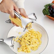 Resim Paslanmaz Çelik Yapay Yeşim Mısır Taneleri Ayırıcı - El Tipi Taze Mısırlar İçin Ergonomik Tasarım, 304 Paslanmaz Çelik, Yemek Pişirme ve Hazırlık için Etkili Mısır Ayırma Aracı 