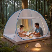 Resim Pop-Up Yataklar İçin Tabanlı Fileli Çadır, Hem İç Hem de Dış Mekan Kullanımı İçin Tasarlanmış Beyaz Katlanır Tente, Kurulumu Kolay ve Makinede Yıkanabilir, Çift Kişilik ve King Size Yataklar da Dahil Fiberglas Çerçeveli ve Dokuma Olmayan Malzemelerle Uyumlu. 