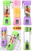 Resim Utelips 3 Adet 380 Ml Smoothie Blenderı Mini Mutfak Robotu Kişisel Blender Usb Mevye Sıkacağı Shaker Seti 