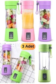 Resim Utelips 3 Adet 380 Ml Smoothie Blenderı Mini Mutfak Robotu Kişisel Blender Usb Mevye Sıkacağı Shaker Seti 