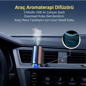 Resim Coofbe 200mah Şarjlı Zaman Ayarlı Otomatik 3 Kokulu Aroma Difüzörü Araç Kokusu Oda Kokusu Sensörlü Led Işıklı 