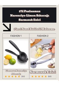 Resim 2'li Limon Naranciye Portakal Sıkacağı Ve Sarmısak Ezici 