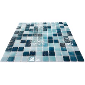 Resim MozaiKristaL Havuz Ve Tüm Yüzeyler Için 25x25mm P. Turkuaz Mix. 31.5x31.5cm Fileli Cam Mozaik. ( 1m2 Fiyatıdır.) 