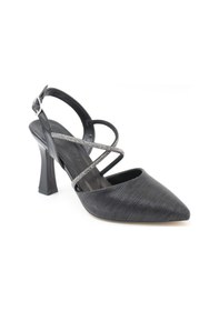 Resim Nesilshoes Nesil Shoes Tam 182 Siyah Simli Topuklu Kadın Sandalet 