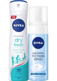 Resim Nivea Dry Fresh Kadın Sprey Deodorant 150 ML + Yüz Temizleme Köpüğü 150 ML 