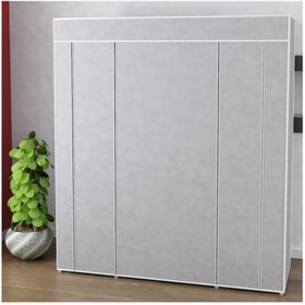 Resim KalyonHome Çift Yandan Çok Raflı Plastik Profilli Bez Dolap Kumaş Gardırop 