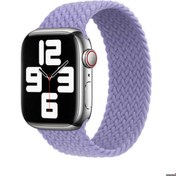 Resim Apple Watch Ultra 49mm Uyumlu Kordon Hasır Örgü Esnek KRD-32 Medium Strap Kayış Lila 