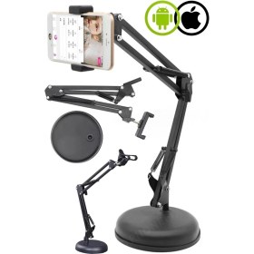 Resim Pazariz Yayın Video Telefon Tutucu Kol Standı Katlanan Masa Üstü Telefon & Mikrafon Tutucu Dayanıklı Yaylı 