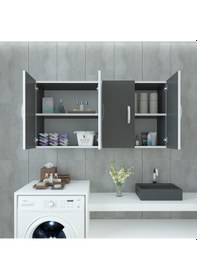 Resim Kenzlife hazır mutfak merta gri 060*120*22 mutfak banyo dolabı kapaklı raflı 