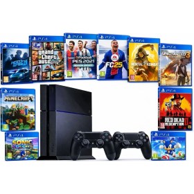 Resim Sony Playstation 4(Fat Kasa) 500GB 10 Oyun Yüklü Internetsiz Kullanım Için Uygundur 