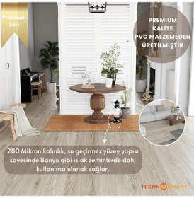 Resim Technosmart 60 500cm Kendinden Yapışkanlı Parke Görünümlü Premium Zemin Duvar Kağıdı Dolap Kaplama Krem 
