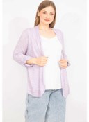 Resim Kadın Lila Büyük Beden İkili Görünümlü Tek Parça Kol Detaylı Bluz 65n35575-lila Lila 