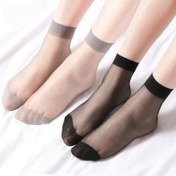 Resim 10 Çift Kadın Yazlık İpek Çorap, İnce Örgü Kumaş, Anti-Kancası, Görünmez Katı Siyah/Gri/Işık Bej, %100 İpek, 2g/m² Kumaş Ağırlığı 