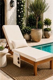 Resim Evimstil TESSARO Şezlong Minderi Outdoor Olefin Kumaş Fermuarlı 22 DNS Sünger 8 CM Açık Krem 