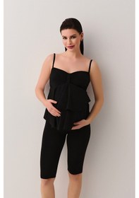 Resim Suwen Volanlı Straplez Tankini Üst Sbn25720012 Siyah 