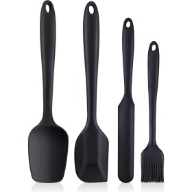 Resim Delixa 4 Parça Büyük Boy Silikon Yumurta Fırçası Kaşık Spatula Seti Isıya Dayanıklı 