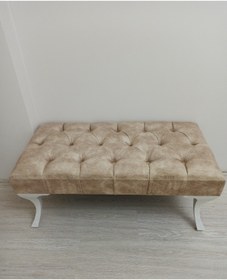 Resim MUGG LİFE Puf & Bench Kapitone Desen -kapiçino-makyaj, Kapı Önü, Ayakucu, Mutfak, Salon, Masa Koltuğu ,oturak 