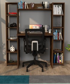 Resim Moonlife Trend Kitaplıklı Çalışma Masası Ceviz 