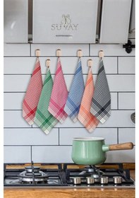 Resim Suvay Pöti Kareli 6'lı Kurulama Bezi Bulaşık Kurulama Bezi 